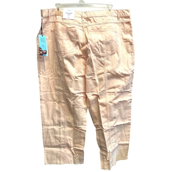 New Future Collective Womens Peach Denim Jeans Sz 22 Raw Hem Straight Leg Pocket - Picture 2 of 4